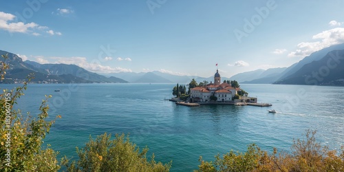 Fototapeta Naklejka Na Ścianę i Meble -  Waterway and road with grass, urban infrastructure focusing on drainage safety features, Earth Day