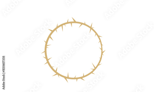 Simple flat vector icon of the holy crown of thorns, a Christian symbol representing the passion of Christ and Easter