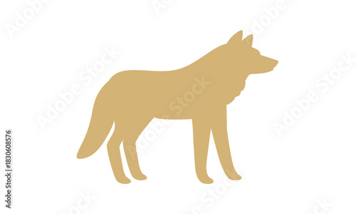 Silhouette of a standing wolf, a noble canine predator in a naturalistic pose, symbolizing wildness and freedom