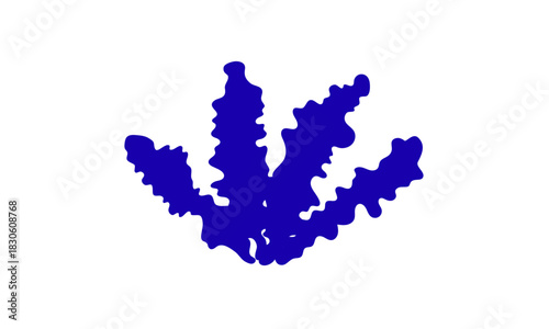 Deep Sea Blue Abstract Coral Silhouette