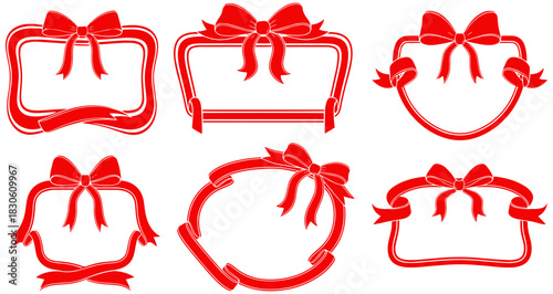 Festive decorative ribbon frames for elegant invitations and holiday greetings originally vector