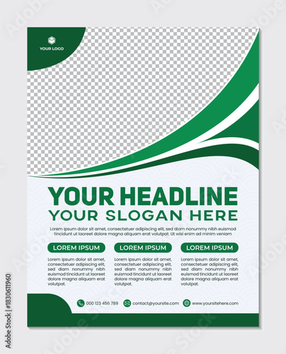 Elegant green wave design business brochure template, modern business brochure design template