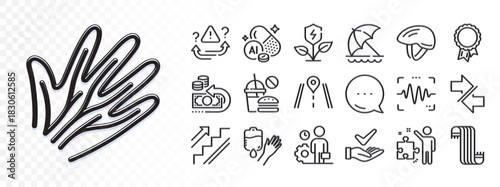 Synchronize, Scarf and Veins line icons for web app. Glare of light effect. Message icon. Pack of Dermatologically tested, Aluminium mineral, Eco power pictogram icons. Vector