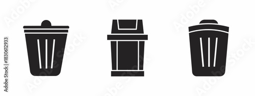 Trash bin icon set. Vector symbol. Illustration of bin. Trash. Vector illustration. Stock vector.