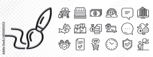 Lgbt, Enterprise and Wholesale inventory line icons for web app. Glare of light effect. Message icon. Pack of Fish, Gas grill, Pantothenic acid pictogram icons. Vector