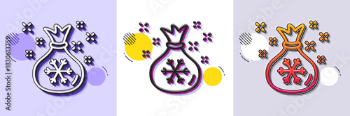 Santa sack line icon. Halftone dotted pattern. Gradient icon with grain shadow. Christmas or New year sign. Bag with gifts and presents symbol. Line santa sack icon. Various designs. Vector