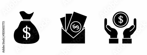 Money icon set. Vector symbol. Illustration of money. Money. Vector illustration. Stock vector.