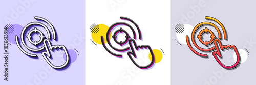 Seo target line icon. Halftone dotted pattern. Gradient icon with grain shadow. Search engine optimization sign. Click aim symbol. Line seo target icon. Various designs. Vector