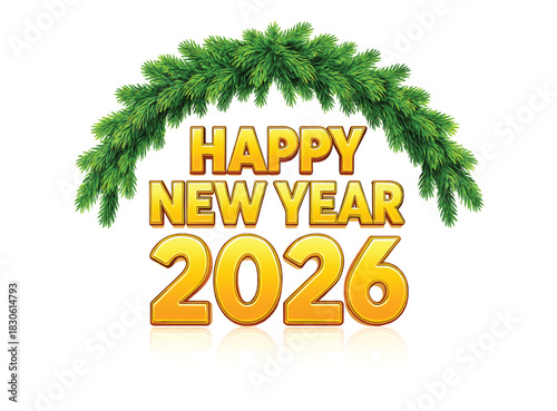 New Year's Christmas sale illustration card design featuring a 3d gold symbol and discount price icon with the text happy new year for a holiday business web decoration concept celebration vector sign