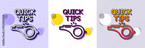 Quick tips whistle line icon. Halftone dotted pattern. Gradient icon with grain shadow. Helpful tricks sign. Line tutorials icon. Various designs. Vector