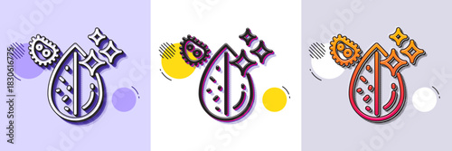 Dirty water drop line icon. Halftone dotted pattern. Gradient icon with grain shadow. Clean filter aqua sign. Liquid with bacteria. Line dirty water icon. Various designs. Vector