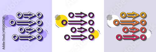 Order line icon. Halftone dotted pattern. Gradient icon with grain shadow. Align process sign. Alignment sort symbol. Line order icon. Various designs. Vector