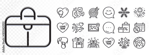 Ice cream, Fireworks stars and Love you line icons for web app. Glare of light effect. Message icon. Pack of Sleep, Shopping, Delivery boxes pictogram icons. Fireworks, Gift, Smile face signs. Vector