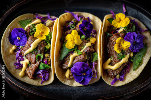 Indulge in vibrant street food with these gourmet beef tacos, a delicious fusion of culinary artistry and fresh ingredients, perfect for food blogs and menus