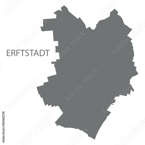 Erftstadt city map with boroughs grey illustration silhouette shape
