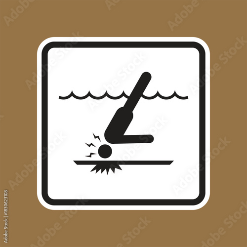 Safety Sign Indicating No Diving in Shallow Water Area Symbol
