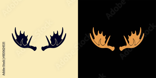Antlers Duo Contrasting Moose Horns on Light and Dark Backgrounds