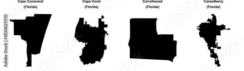 Cape Canaveral, Cape Coral, Carrollwood, Casselberry outline maps