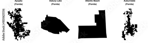 Apopka, Asbury Lake, Atlantic Beach, Auburndale outline maps