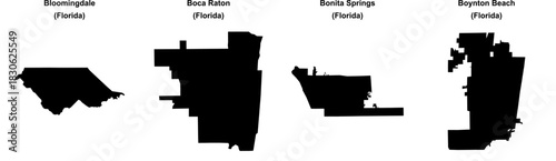 Bloomingdale, Boca Raton, Bonita Springs, Boynton Beach outline maps