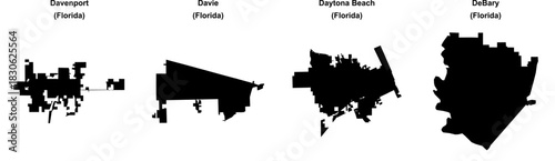Davenport, Davie, Daytona Beach, DeBary outline maps