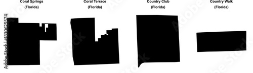 Coral Springs, Coral Terrace, Country Club, Country Walk outline maps