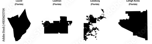 Laurel, Lealman, Leesburg, Lehigh Acres outline maps