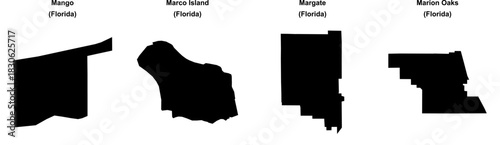Mango, Marco Island, Margate, Marion Oaks outline maps
