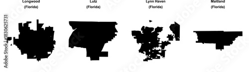 Longwood, Lutz, Lynn Haven, Maitland outline maps