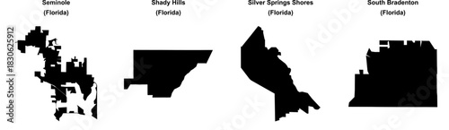 Seminole, Shady Hills, Silver Springs Shores, South Bradenton outline maps