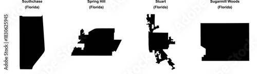 Southchase, Spring Hill, Stuart, Sugarmill Woods outline maps