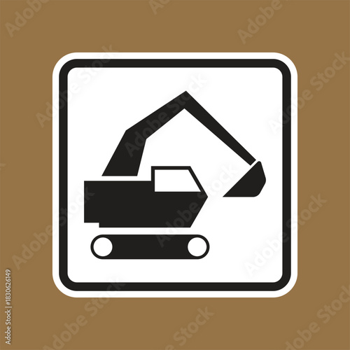 Heavy Equipment Icon in Black and White Design for Construction Projects