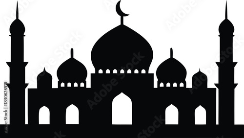 Simple mosque icon, Islamic worship place vector symbol