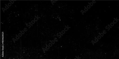 Abstract black and white grunge film strip background of dark night sky particles and bright star dust