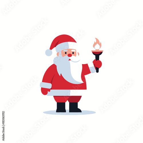 Illustration of Santa Claus holding a flaming torch, symbolizing holiday spirit and winter celebration