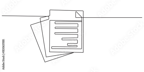 One continuous line vector drawing of a folder. Outline documents background icon. Saving securities vector icon. Vector illustration, continuous line drawing document paper, File Verification