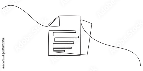 One continuous line vector drawing of a folder. Outline documents background icon. Saving securities vector icon. Vector illustration, continuous line drawing document paper, File Verification