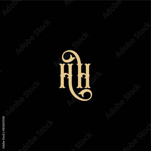 Barock style design monogram modern logo letter initial royal concept HH