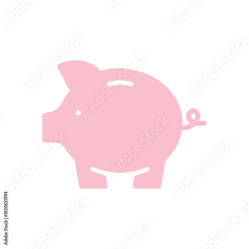 Piggy bank pink icon. Savings, moneybox sign, symbol. Money, finance, investment, business concept. Vector illustration. Editable stroke. Flat design. Isolated on a white background.