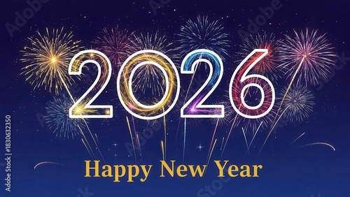 Happy New Year 2026 Fireworks Display celebration new year's eve