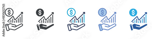 Revenue icon set multiple style collection