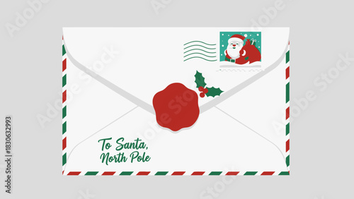 Christmas Letter to Santa Claus A Festive Envelope with a Wax Seal and Postage Stamp