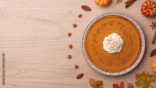 Fototapeta Naklejka Na Ścianę i Meble -  Flat pumpkin spice beverage served in a glass mug, emphasizing seasonal flavor profile for autumn, World Coffee Day