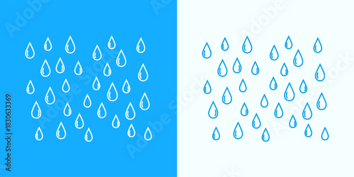 Doodle Style Droplet Illustration Whimsical Raindrop Design on Contrasting Backgrounds
