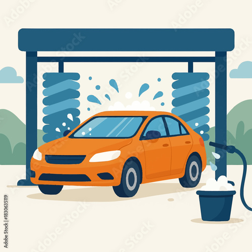 vector illustration of a car wash
