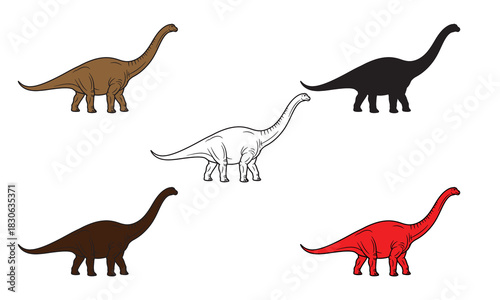 Collection of dinosaur illustrations silhouette
