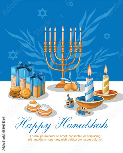 Happy Hanukkah Menorah Poster