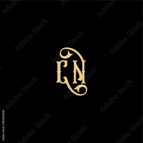 monogram modern logo initial royal concept CN Barock style design letter