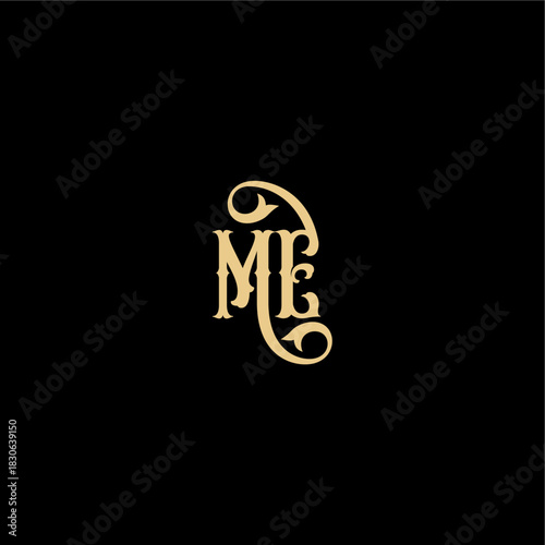 monogram modern logo initial royal concept ME Barock style design letter
