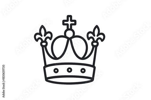 Royal king crown with cross and fleur de lis symbols representing monarchy and power